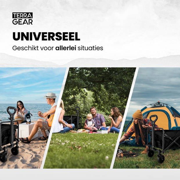 TerraGear Bolderkar opvouwbaar - 76L en 80KG draagvermogen - 65×41×23CM - Draaibare wielen - Perfect voor festivals