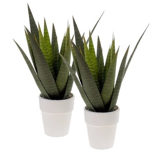 2x Aloe Vera kunstplant 35 cm met pot - Kunstplanten