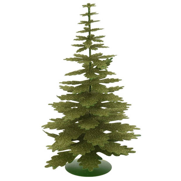 Kerstdecoratie kerstboom groen/eikenblad 35 cm - Kunstkerstboom