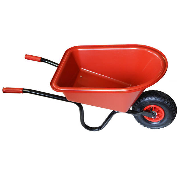 Kunststof/metalen speelgoed kruiwagen rood 60 cm voor kinderen - Speelgoedkruiwagen