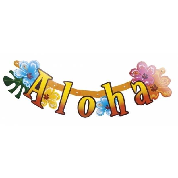 Hawaii thema party feest letterslinger Aloha 83 cm van karton - Feestslingers