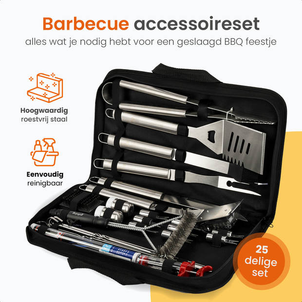 Goliving Barbecue Accessoireset - BBQ Gereedschap - 25 Barbecue Accessoires - Set met o.a. Tang, Spatel en Vleesmes