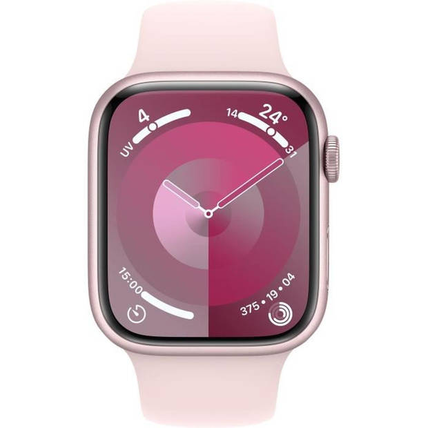 Apple Watch 9 GPS 45mm rosé alu lichtroze sportband S/M