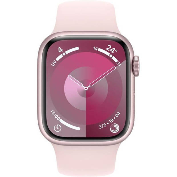 Apple Watch 9 GPS 41mm rosé alu lichtroze sportband M/L