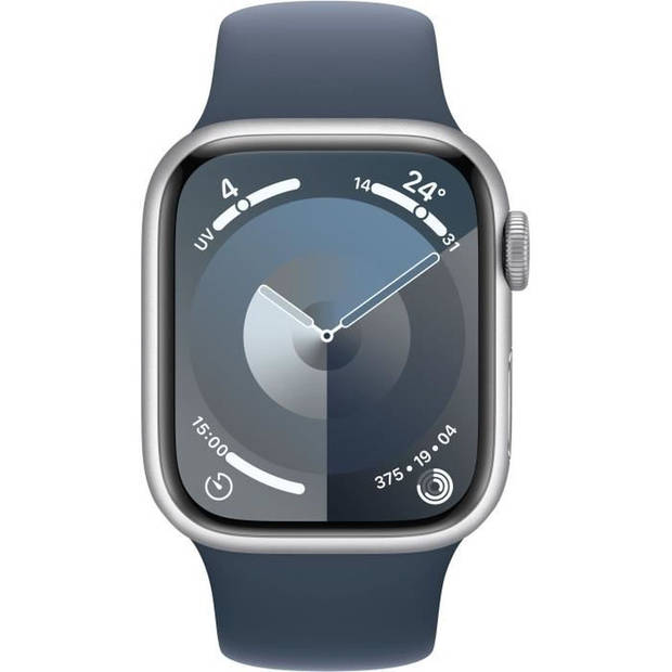 Apple Watch 9 GPS 41mm zilver alu blauw sportband M/L