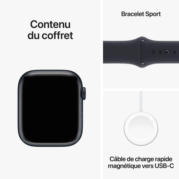 Apple Watch 9 GPS 45mm alu middernacht sportband M/L (830986)