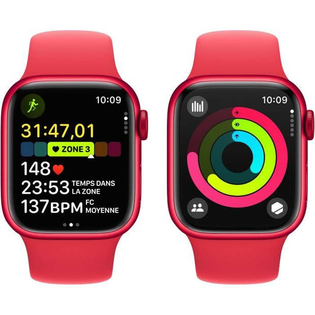Apple Watch Series 9 GPS - 41 mm - (PRODUCT)RED aluminium kast - (PRODUCT)RED sportbandje - M/L