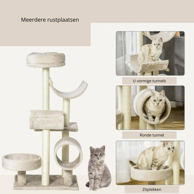 Krabpaal - Kattenspeeltjes - Kattenspeelgoed - Katten- Kattenkrabpaal - Beige L50 x B40 x H105 cm