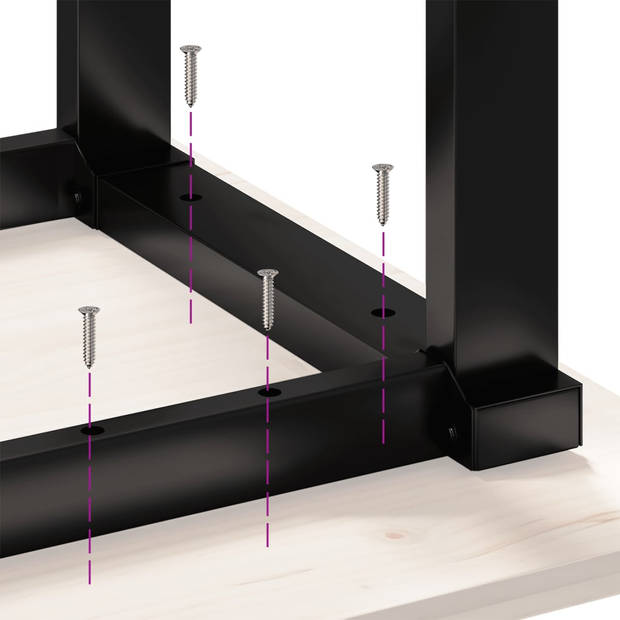 vidaXL Eettafel O-frame 160x80x75,5 cm massief grenenhout en gietijzer