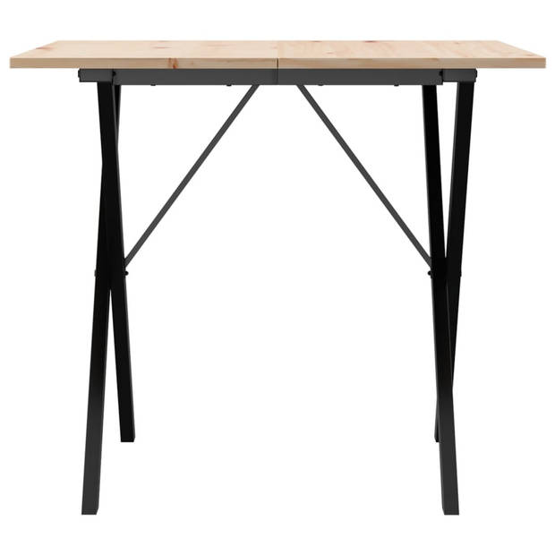 vidaXL Eettafel X-frame 90x90x75 cm massief grenenhout en gietijzer