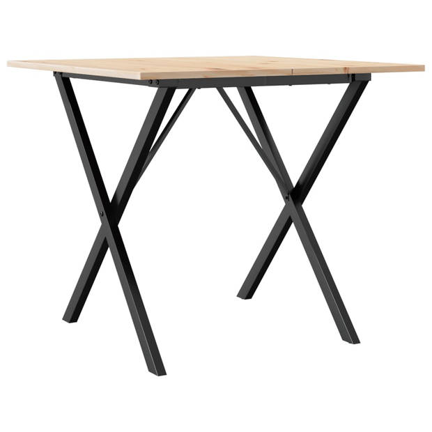 vidaXL Eettafel X-frame 90x90x75 cm massief grenenhout en gietijzer