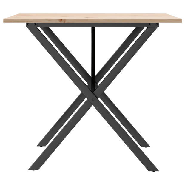 vidaXL Eettafel X-frame 90x90x75 cm massief grenenhout en gietijzer