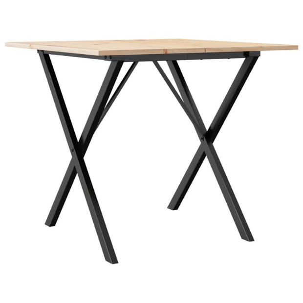 vidaXL Eettafel X-frame 90x90x75 cm massief grenenhout en gietijzer