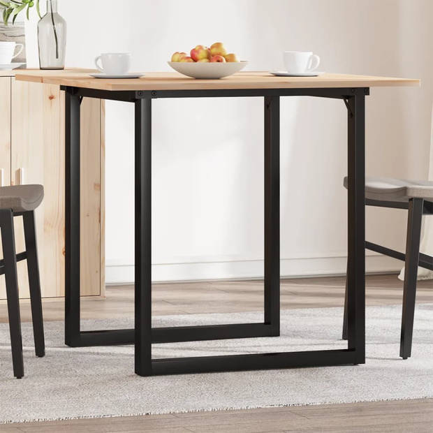 vidaXL Eettafel O-frame 90x90x75 cm massief grenenhout en gietijzer