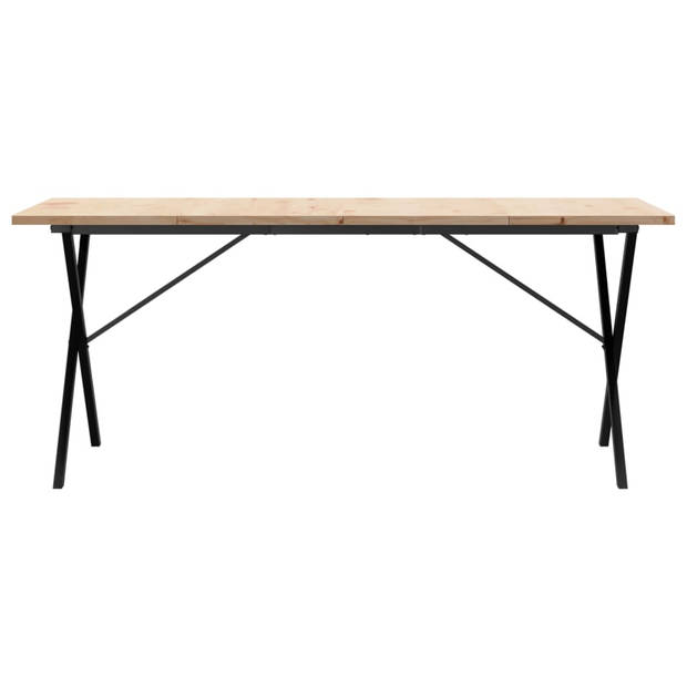 vidaXL Eettafel X-frame 180x90x75,5 cm massief grenenhout en gietijzer