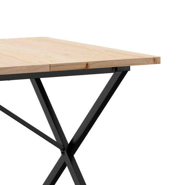 vidaXL Eettafel X-frame 180x90x75,5 cm massief grenenhout en gietijzer