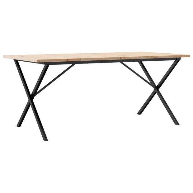 vidaXL Eettafel X-frame 180x90x75,5 cm massief grenenhout en gietijzer