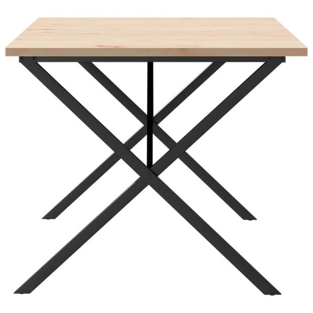 vidaXL Eettafel X-frame 180x90x75,5 cm massief grenenhout en gietijzer