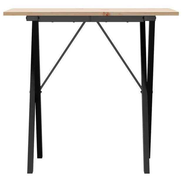 vidaXL Eettafel X-frame 80x50x75 cm massief grenenhout en gietijzer