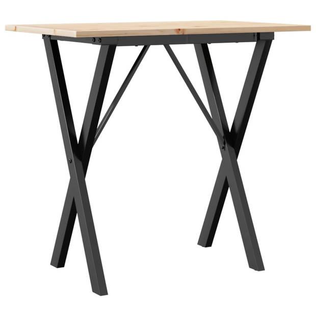 vidaXL Eettafel X-frame 80x50x75 cm massief grenenhout en gietijzer