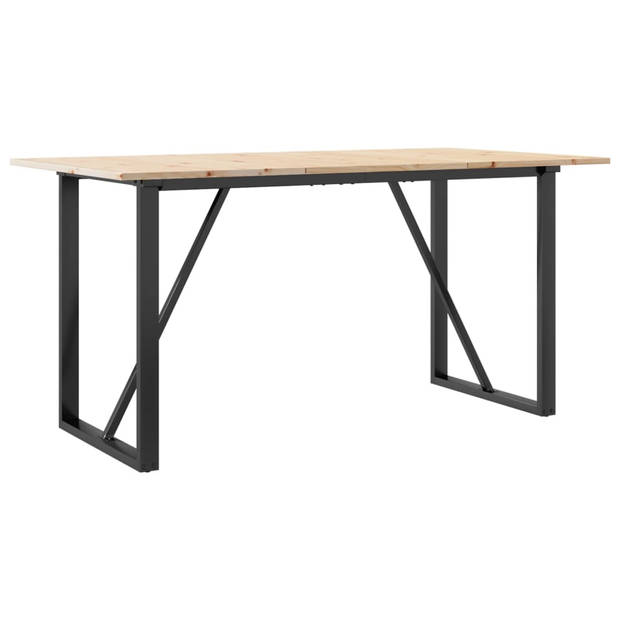 vidaXL Eettafel O-frame 160x80x75 cm massief grenenhout en gietijzer