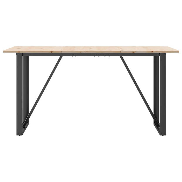 vidaXL Eettafel O-frame 160x80x75 cm massief grenenhout en gietijzer