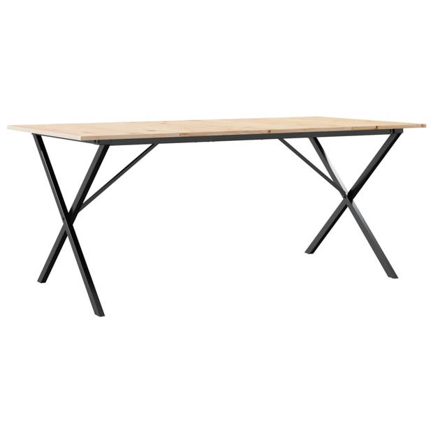 vidaXL Eettafel X-frame 180x90x75 cm massief grenenhout en gietijzer