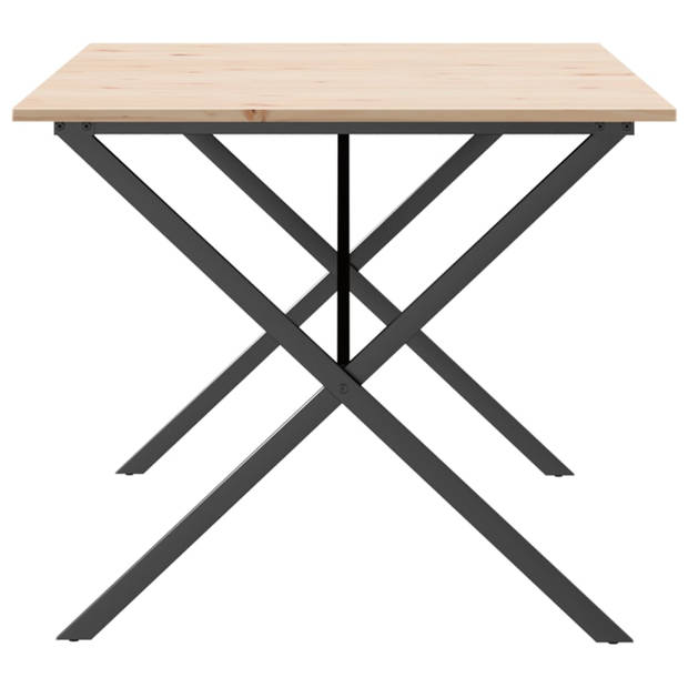 vidaXL Eettafel X-frame 180x90x75 cm massief grenenhout en gietijzer