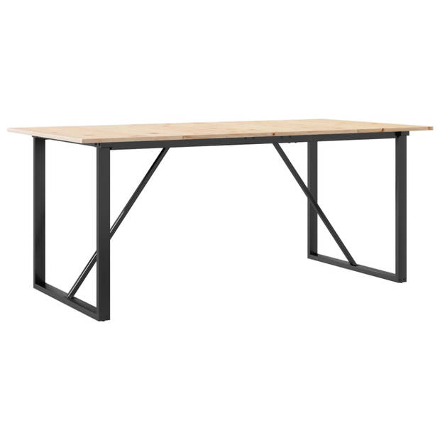 vidaXL Eettafel O-frame 180x90x75 cm massief grenenhout en gietijzer