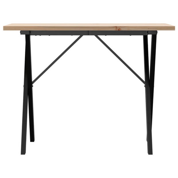 vidaXL Eettafel X-frame 100x50x75,5 cm massief grenenhout en gietijzer