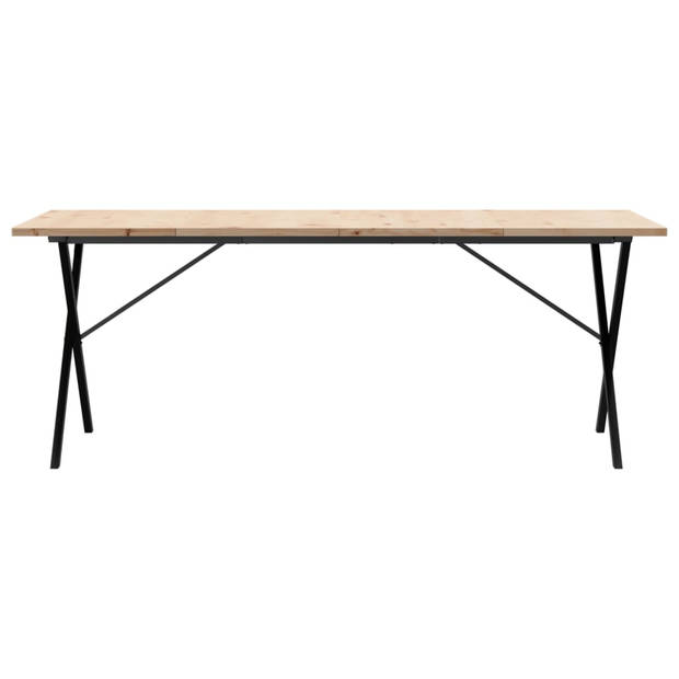 vidaXL Eettafel X-frame 200x100x75,5 cm grenenhout en gietijzer