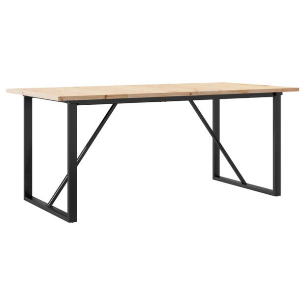 vidaXL Eettafel O-frame 180x90x75,5 cm massief grenenhout en gietijzer