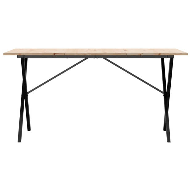 vidaXL Eettafel X-frame 160x80x75 cm massief grenenhout en gietijzer