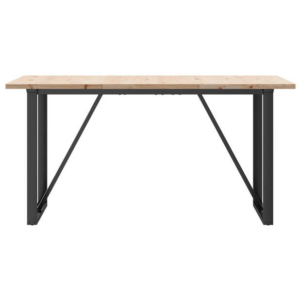 vidaXL Eettafel O-frame 160x80x75,5 cm massief grenenhout en gietijzer