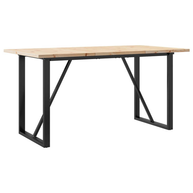 vidaXL Eettafel O-frame 160x80x75,5 cm massief grenenhout en gietijzer