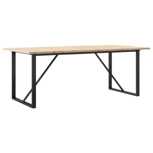 vidaXL Eettafel O-frame 200x100x75,5 cm grenenhout en gietijzer