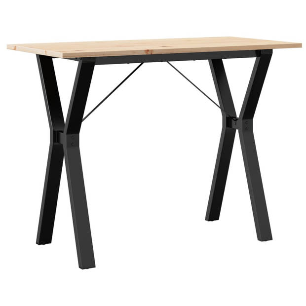 vidaXL Eettafel Y-frame 100x50x75 cm massief grenenhout en gietijzer