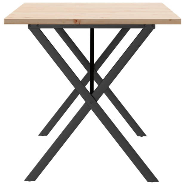 vidaXL Eettafel X-frame 160x80x75,5 cm massief grenenhout en gietijzer