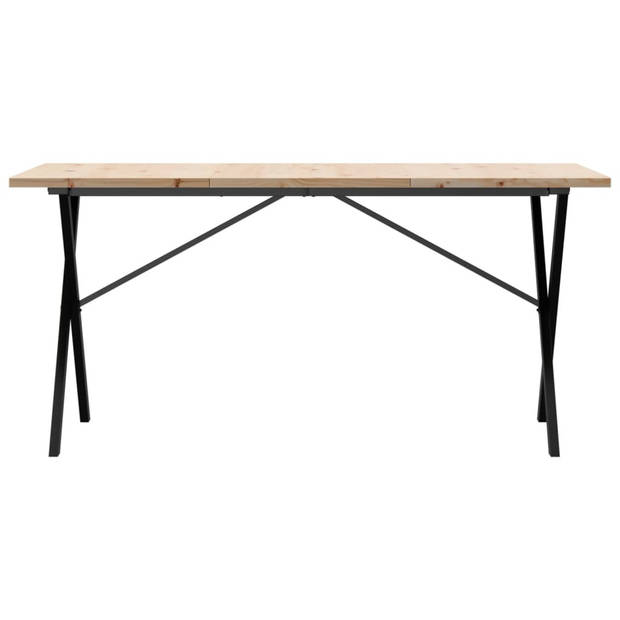 vidaXL Eettafel X-frame 160x80x75,5 cm massief grenenhout en gietijzer