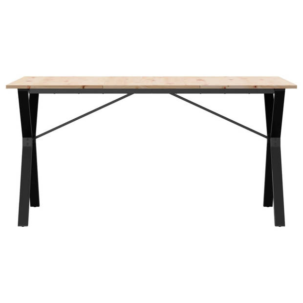 vidaXL Eettafel Y-frame 140x80x75 cm massief grenenhout en gietijzer