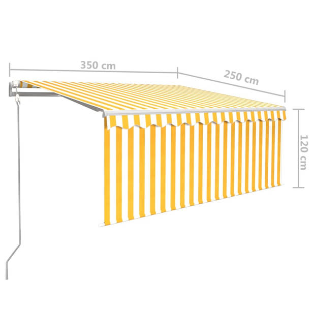 vidaXL Luifel automatisch uittrekbaar rolgordijn 3,5x2,5 m geel en wit
