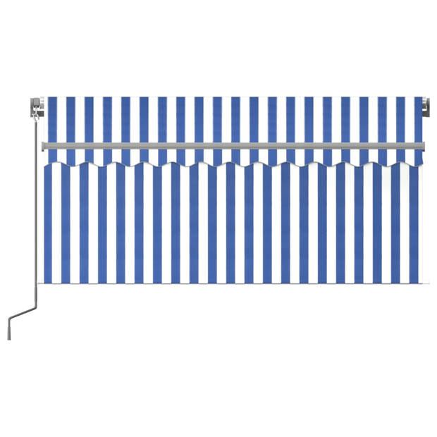 vidaXL Luifel handmatig uittrekbaar met rolgordijn 3,5x2,5 m blauw wit