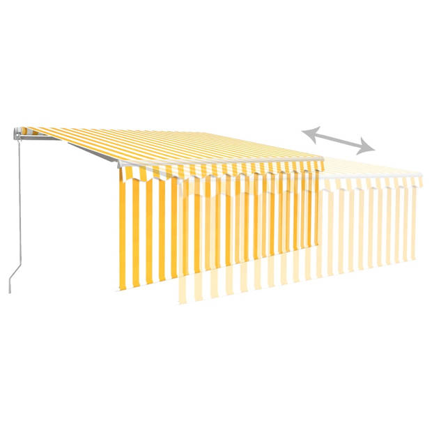 vidaXL Luifel handmatig uittrekbaar met rolgordijn 3,5x2,5 m geel wit