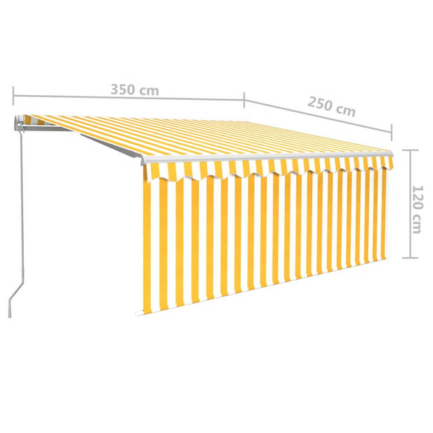 vidaXL Luifel handmatig uittrekbaar met rolgordijn 3,5x2,5 m geel wit