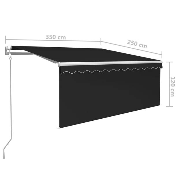 vidaXL Luifel met rolgordijn, LED en windsensor 3,5x2,5 m antraciet