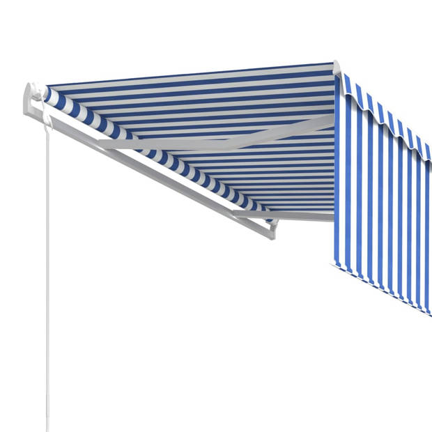 vidaXL Luifel automatisch uittrekbaar rolgordijn 3,5x2,5 m blauw wit