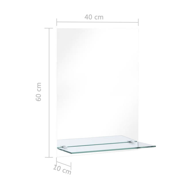 vidaXL Wandspiegel met schap 40x60 cm gehard glas