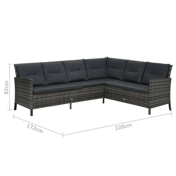 vidaXL 4-delige Loungeset met kussens poly rattan grijs