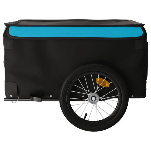 vidaXL Fietstrailer 45 kg ijzer zwart en blauw