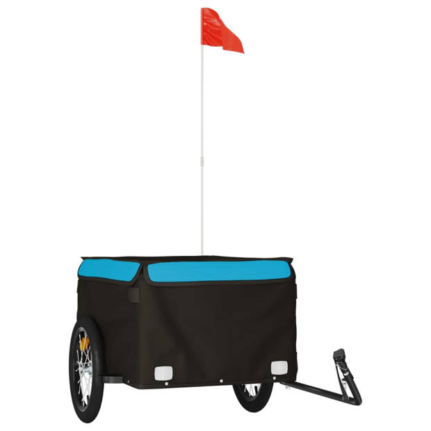 vidaXL Fietstrailer 45 kg ijzer zwart en blauw